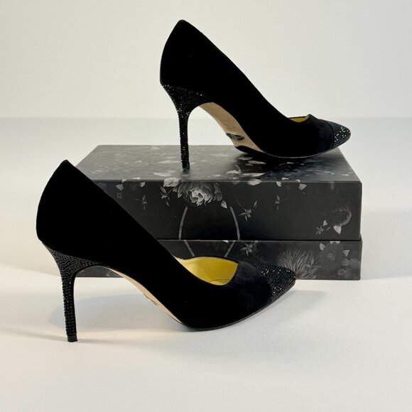 Sarah Flint Suede Perfect Pump 85mm with Crystal Toe and Heel Detail - Picture 5 of 15